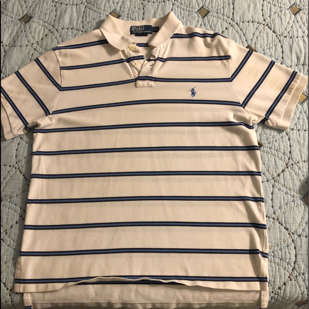 Ralph Lauren Polo. White/blue+navy stripes.